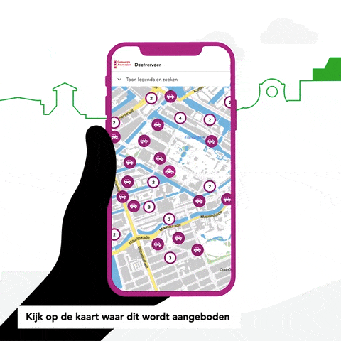Een stadsplattegrond: welk type deelvervoer van welke aanbieder is waar beschikbaar?