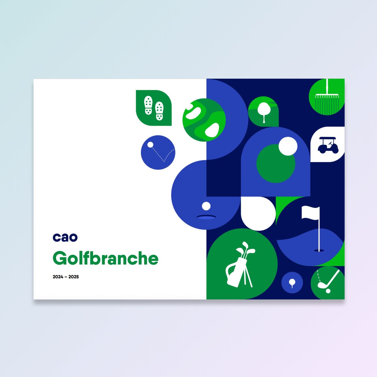 cover cao golfbranche, met kleine golf-gerelateerde iconen erop